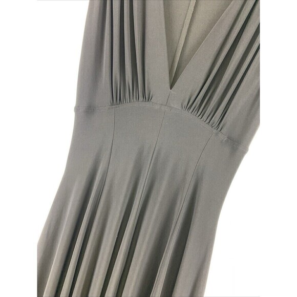 Norma Kamali Black Sleeveless Dress Deep V-Neck Flare Stretch Knee Womens Large - Picture 3 of 12